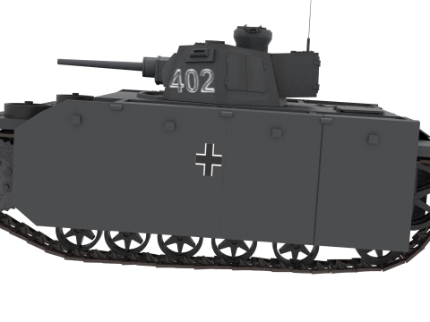 WW2 German Tank Pzkw III 3D Model