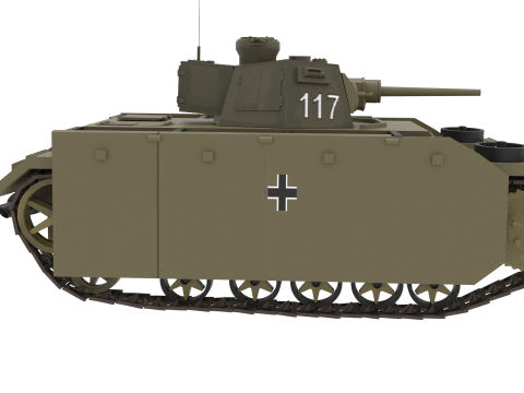 WW2 German Tank Pzkw III 3D Model