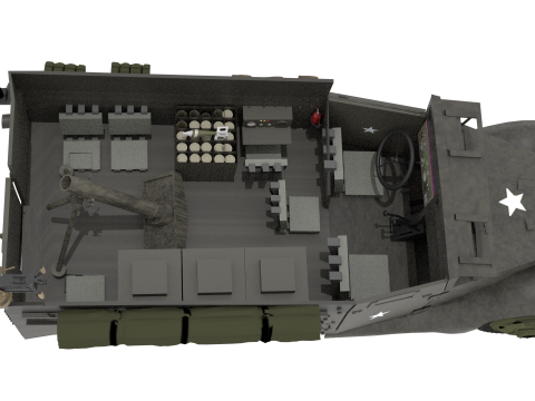 M21 Half track Mortar carrier 3D Model