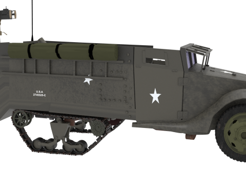 M21 Half track Mortar carrier 3D Model