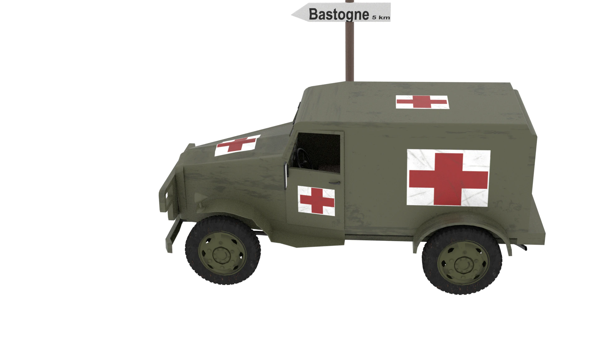 American Dodge Ambulance WC54 3D Model .c4d .max .obj .3ds .fbx .stl .blend 