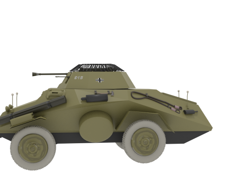 WW2 German Armored Car Sdkfz 222 3D Model
