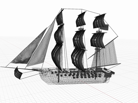 Napoleonic French Ship of the Line 3Dモデル