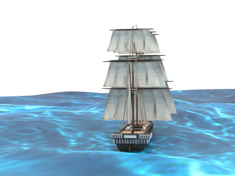 Napoleonic French Ship of the Line 3Dモデル