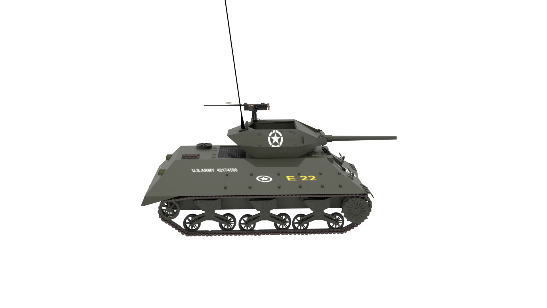 WW2 US M10 Tank Destroyer 3D Model .c4d .max .obj .3ds .fbx .stl .blend