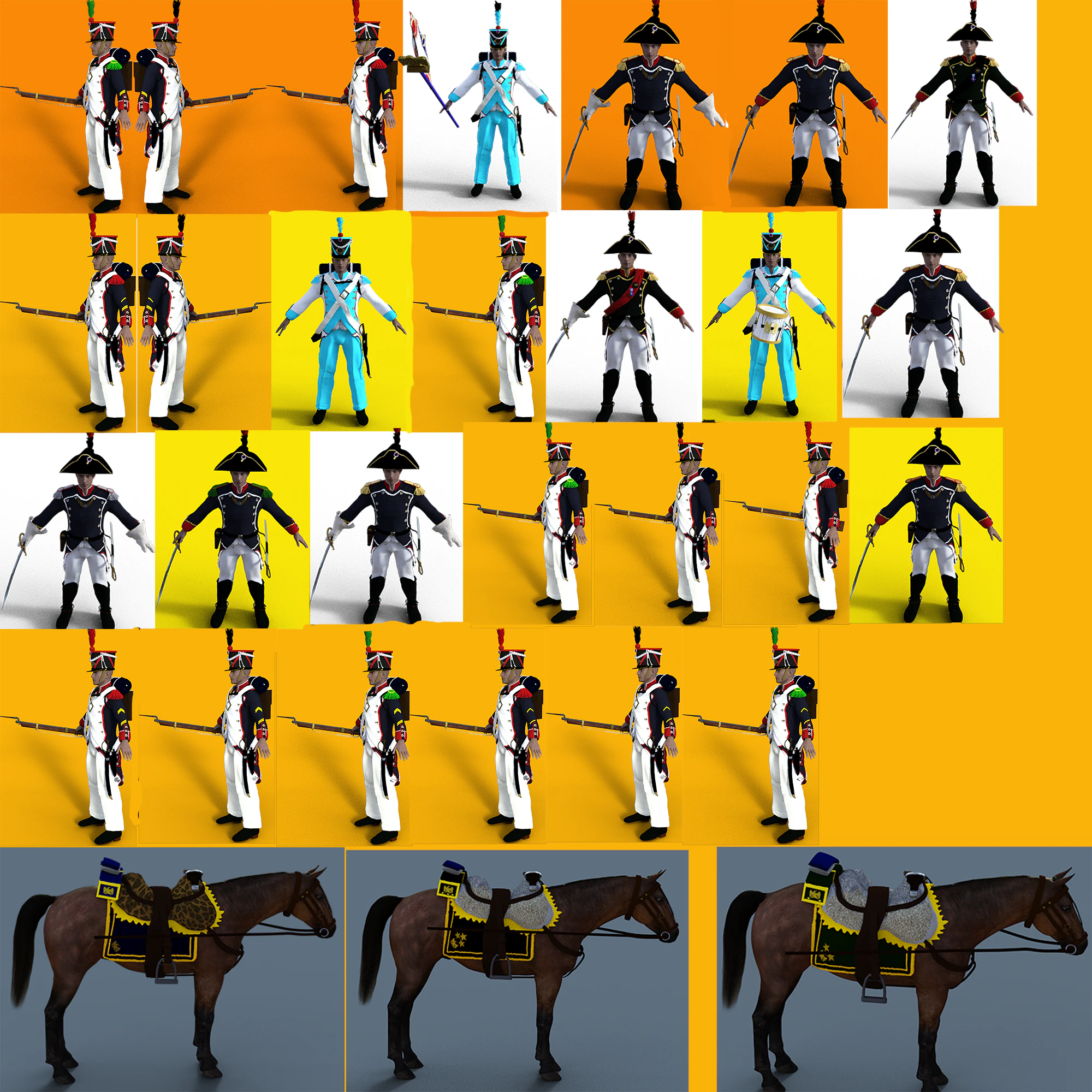 Napoleonic French Line Infantry for Genesis 8 Male and Daz Horse 2 3D Model .c4d .max .obj .3ds .fbx .stl .blend 