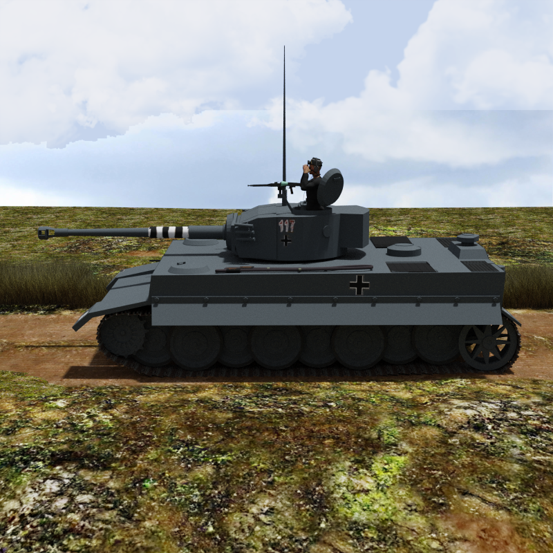 WW2 German Tiger Tank 3D Model .c4d .max .obj .3ds .fbx .stl .blend 