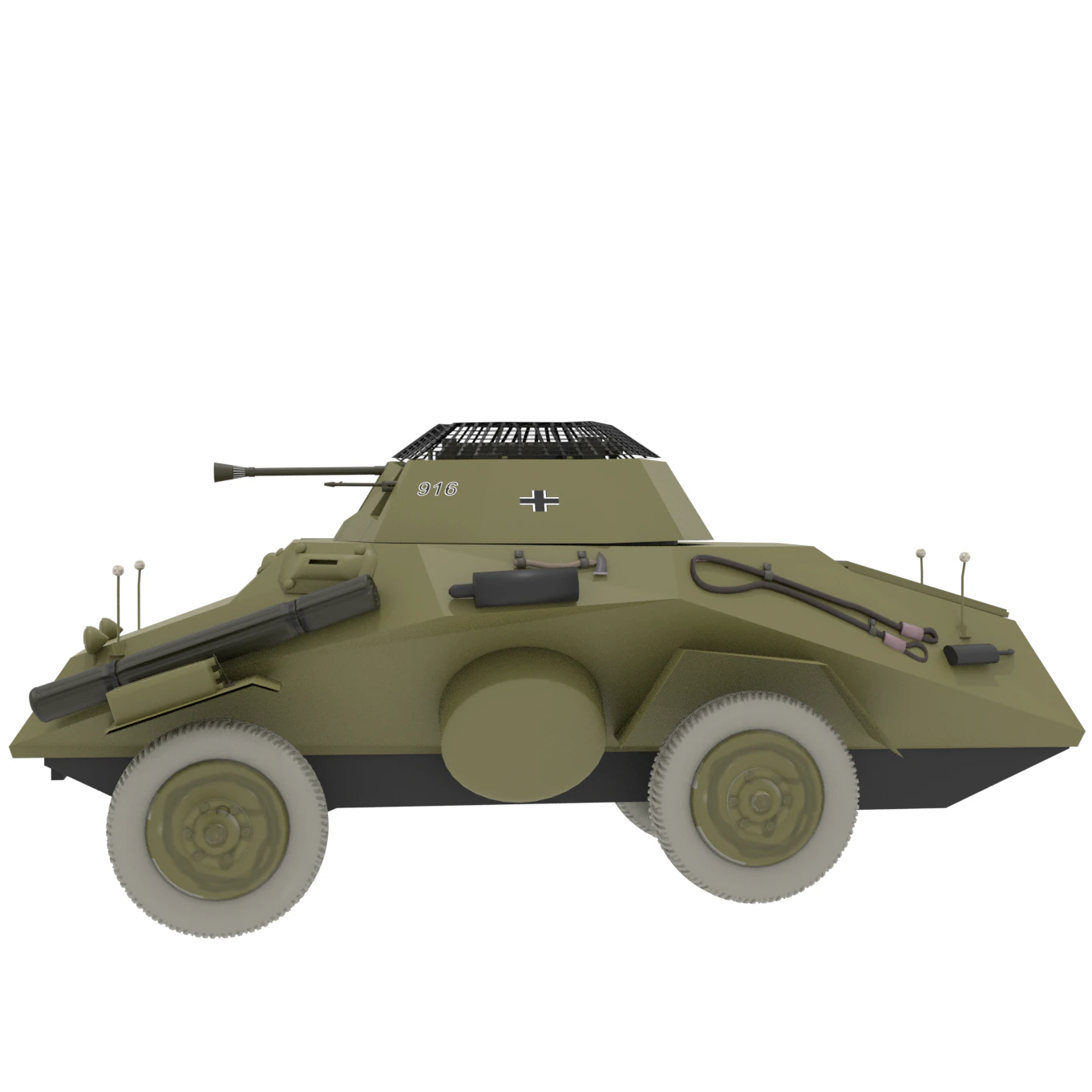 WW2 German Sdkfz 222 Armored Car 3D Model .c4d .max .obj .3ds .fbx .stl .blend 