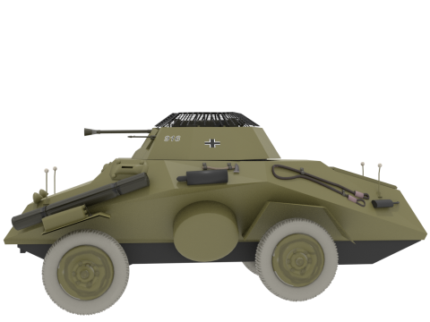 Немецкий бронеавтомобиль Sdkfz 222 времен Второй мировой войны 3D Модель