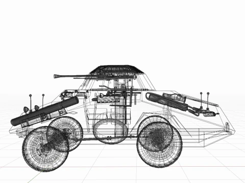 WW2 German Sdkfz 222 Armored Car 3D Model