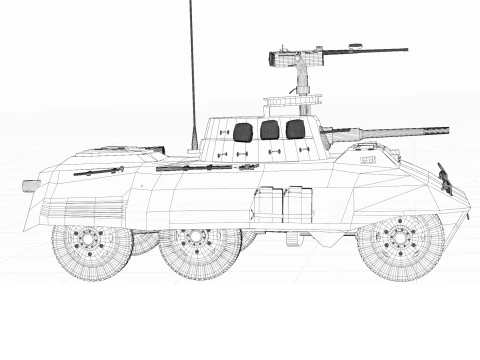 WW2 M8 American Greyhound Armored Car 3D Model