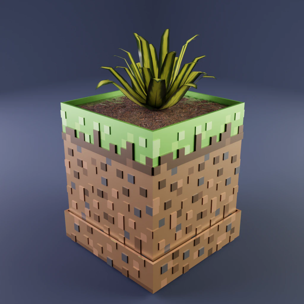 Minecraft vanilla cube pots 3D Print Model .c4d .max .obj .3ds .fbx .stl .blend