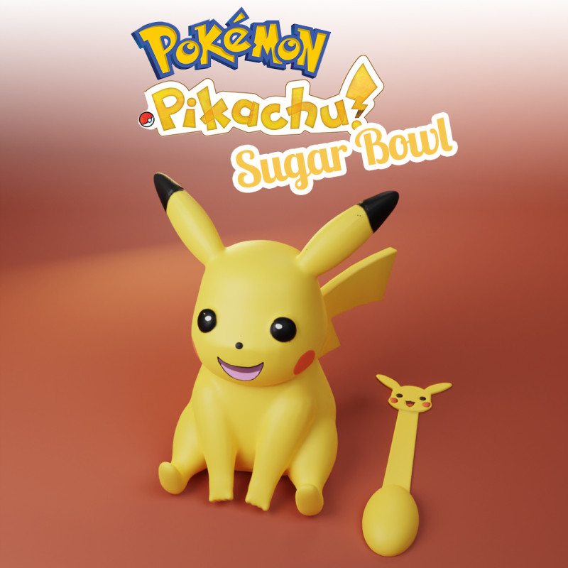 Sugar bowl Pikachu Container 3Dプリントモデル .c4d .max .obj .3ds .fbx .stl .blend 