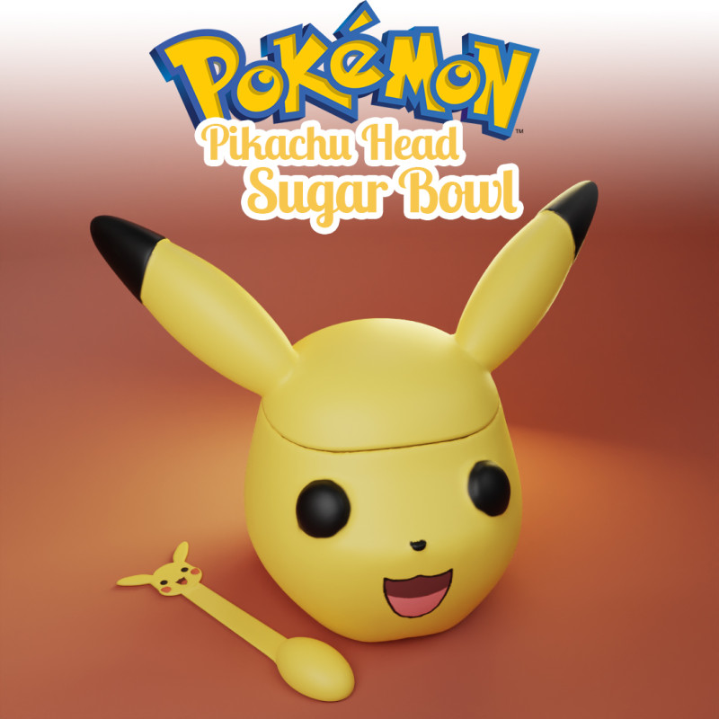 Pikachu Head Sugar Bowl - Container 3Dプリントモデル .c4d .max .obj .3ds .fbx .stl .blend