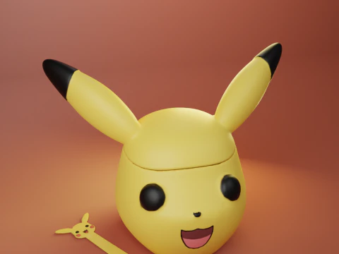 Pikachu Head Sugar Bowl - Container 3D Print Model