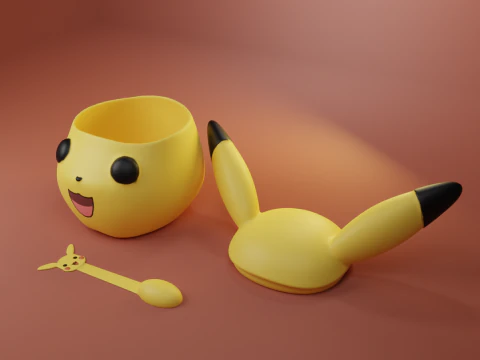 Pikachu Head Sugar Bowl - Container 3D Print Model