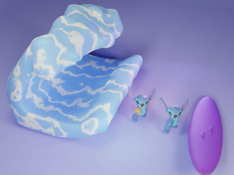 Stitch Pack Surfing - Keychains and more 3D Print Model