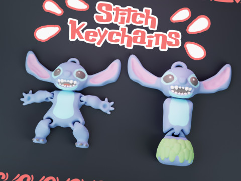 Stitch Pack Surfing - Keychains and more 3D 打印模型