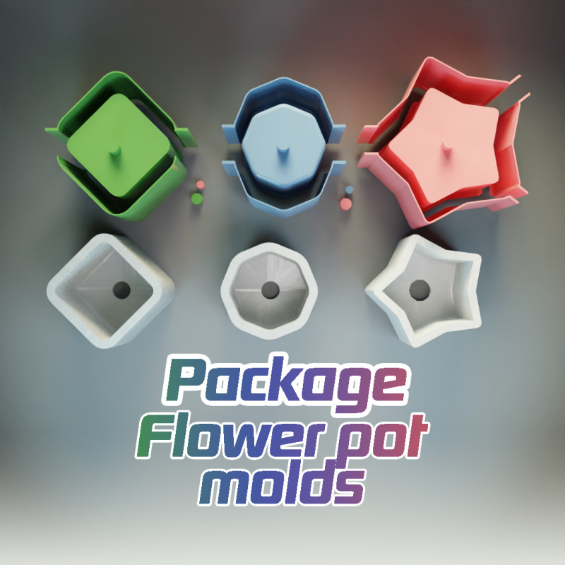 Simple flower pot mold pack 3D Print Model .c4d .max .obj .3ds .fbx .stl .blend 