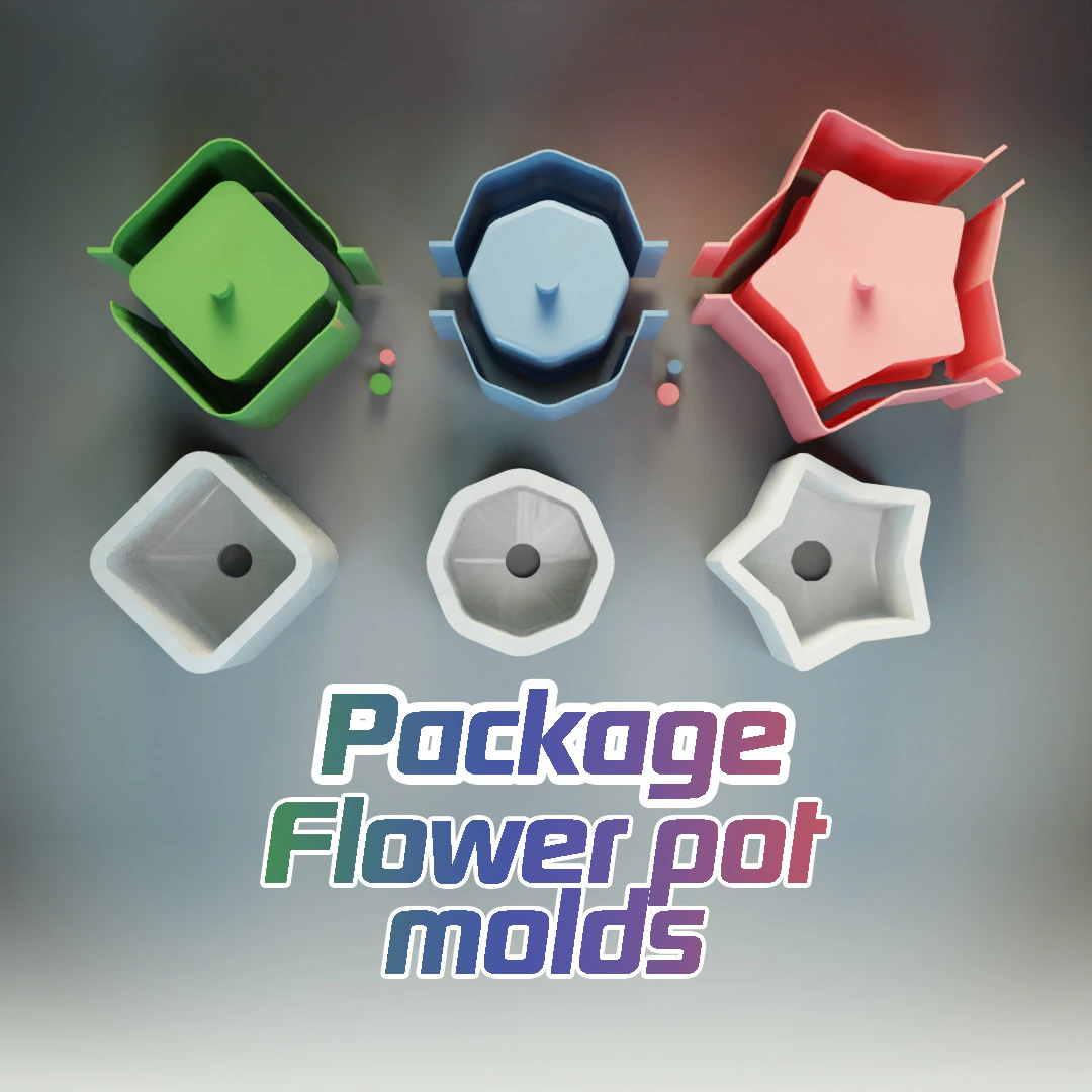 Simple flower pot mold pack 3D Print Model .c4d .max .obj .3ds .fbx .stl .blend 