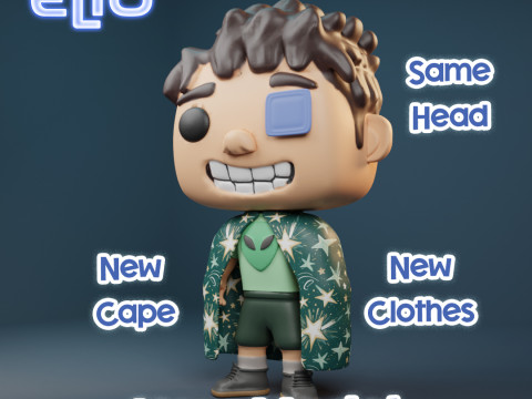 Elio Pack Character Funko Pop Style 3Dプリントモデル