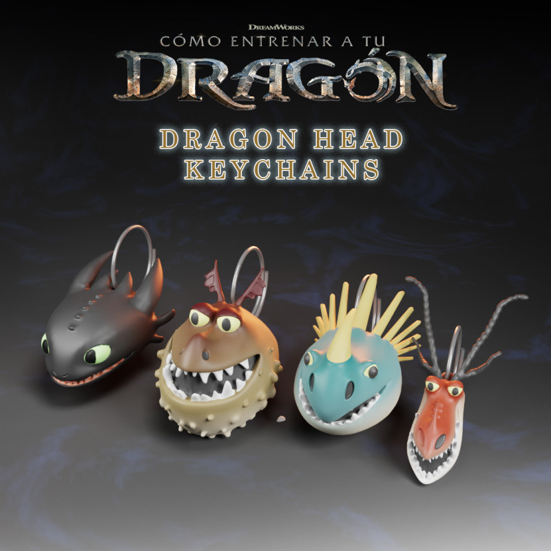 Dragon Head Keychains How to Train Your Dragon 3D 프린트 모델 .c4d .max .obj .3ds .fbx .stl .blend