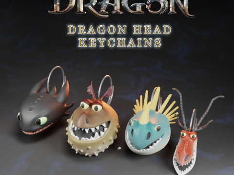 Dragon Head Keychains How to Train Your Dragon Modello di stampa 3D