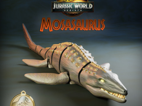 Mosasaur Flexi keychain Jurassic World Model Cetak 3D