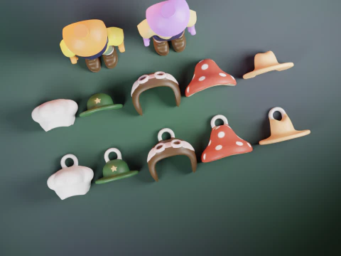 PEAK Characters Hats Keychains 3D Print Model