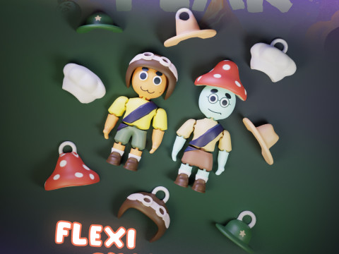 Peak Flexi Characters Hat Pack Keychain Model Cetak 3D