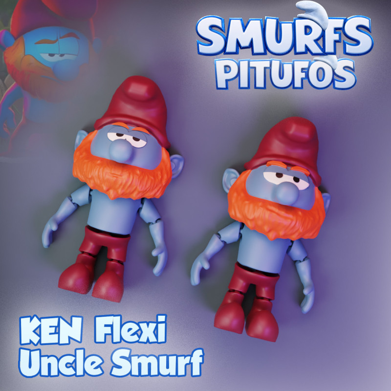 Smurfs KEN - Uncle Flexi Smurf Papa Smurfs brother 3D Print Model .c4d .max .obj .3ds .fbx .stl .blend 