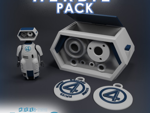 Herbie Pack Fantastic Four Figure Vessel Head Keychains Modello di stampa 3D