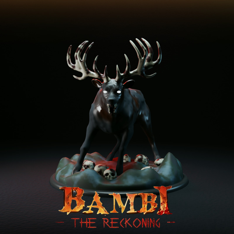 Bambi Reckoning Terrifying Sculpture Fan Art Modèles 3D en vedette .c4d .max .obj .3ds .fbx .stl .blend 