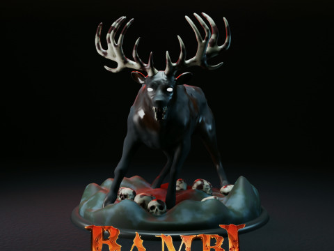 Bambi Reckoning Terrifying Sculpture Fan Art Model Cetak 3D