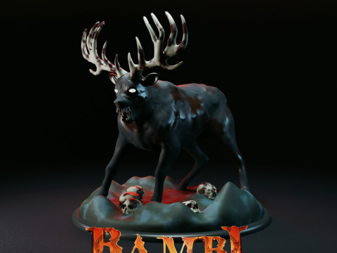 Bambi Reckoning Terrifying Sculpture Fan Art Modèles 3D en vedette