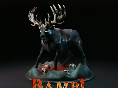 Bambi Reckoning Terrifying Sculpture Fan Art 3D Print Model