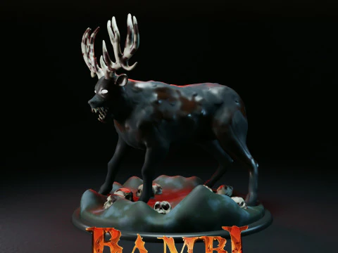 Bambi Reckoning Terrifying Sculpture Fan Art 3D Print Model