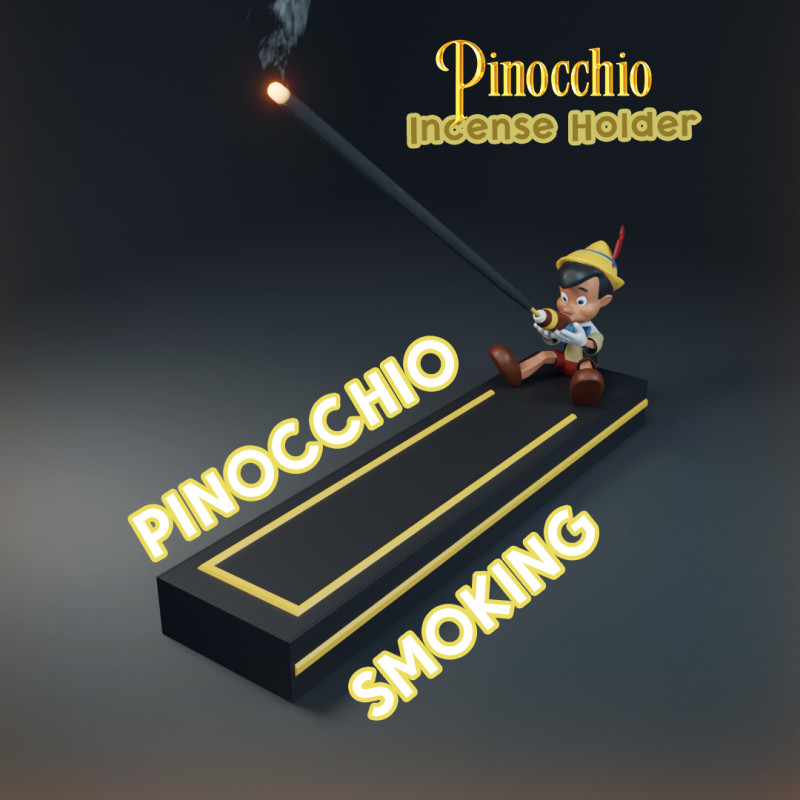 Pinocchio Smoking a Cigar Incense Holder Modello di stampa 3D .c4d .max .obj .3ds .fbx .stl .blend 