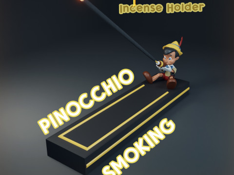 Pinocchio Smoking a Cigar Incense Holder Modello di stampa 3D