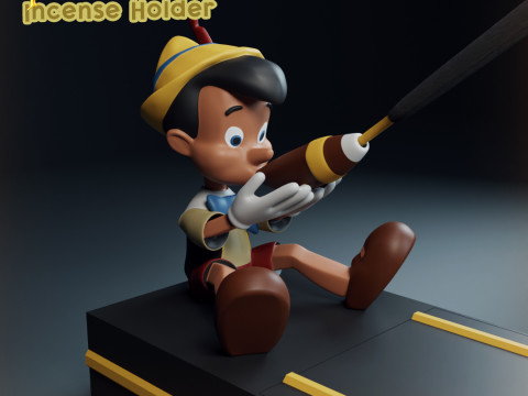 Pinocchio Smoking a Cigar Incense Holder Modello di stampa 3D