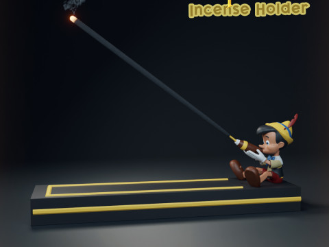 Pinocchio Smoking a Cigar Incense Holder Modello di stampa 3D