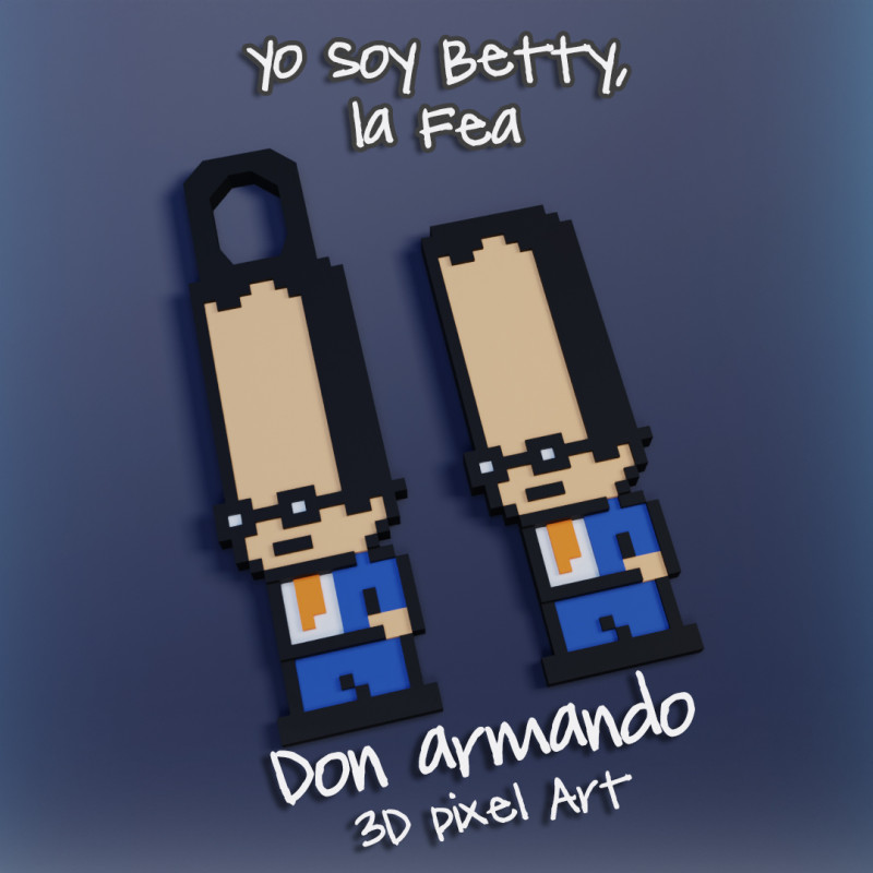 Don Armando Pixel Art Front - Ugly Betty 3Dプリントモデル .c4d .max .obj .3ds .fbx .stl .blend