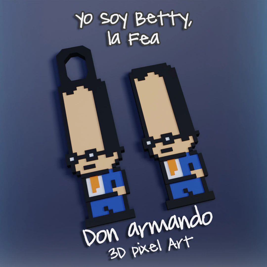 Don Armando Pixel Art Front - Ugly Betty 3D Print Model .c4d .max .obj .3ds .fbx .stl .blend 