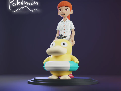 Haru and Psyduck - Pokemon Concierge 3D Print Model