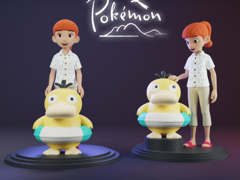 Haru and Psyduck - Pokemon Concierge 3D 打印模型