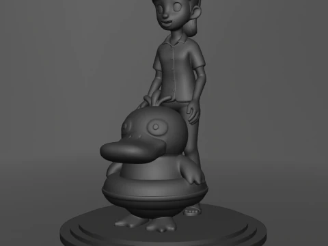 Haru and Psyduck - Pokemon Concierge 3D Print Model