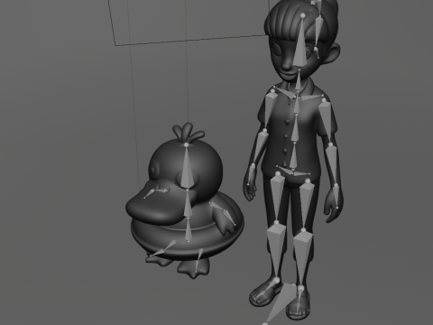 Haru and Psyduck - Pokemon Concierge - RIG file Modèles 3D en vedette