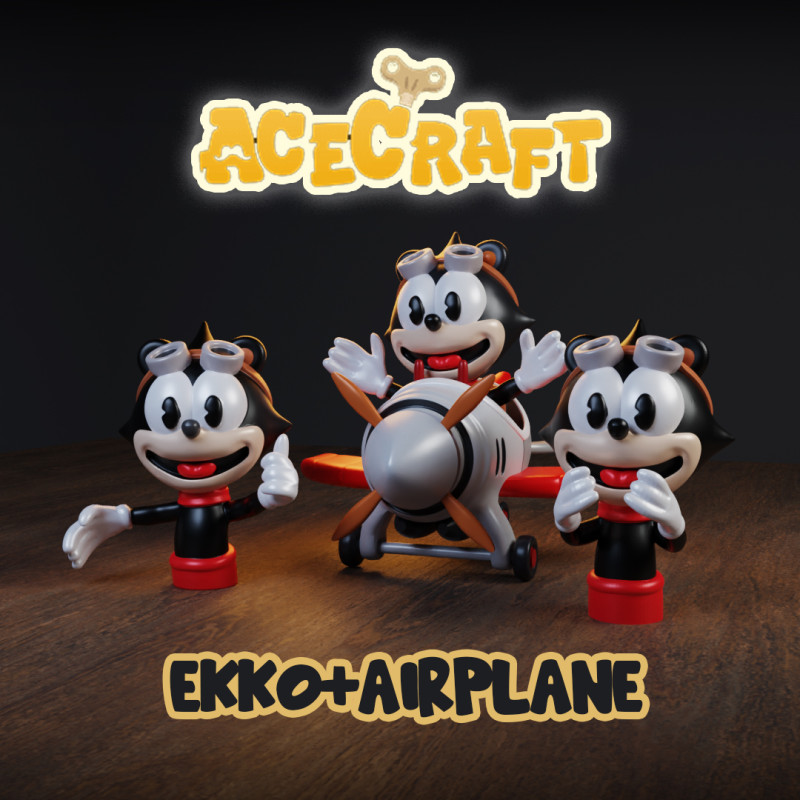 Ekko and Plane Pack - Acecraft Video Game 3D Print Model .c4d .max .obj .3ds .fbx .stl .blend 