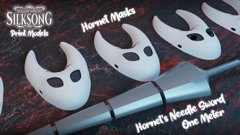 Hornet Masks and Sword Pack - Hollow Knight Silksong 3D 프린트 모델 .c4d .max .obj .3ds .fbx .stl .blend 