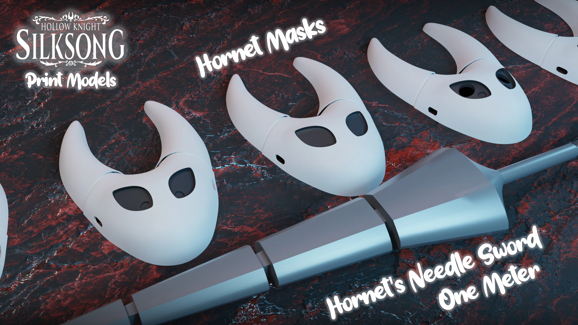 Hornet Masks and Sword Pack - Hollow Knight Silksong 3D Print Model .c4d .max .obj .3ds .fbx .stl .blend 